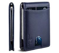 SERMAN Brands RFID Blocking Slim Bifold Genuine Leather Minimalist Front Pocket Wallets for Men with Money Clip Thin Gift, Z. Atlantic Blue 1.S, Slim, RFID Wallet