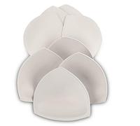 SERMICLE Bra Pad Inserts 4 Pairs, Bra Pads Sewn Padded for Sports Bra A/B or C/D,D/E Cup Beige or Black, White Optional, White, C/D