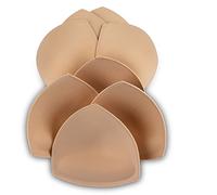 SERMICLE Bra Pad Inserts 4 Pairs, Bra Pads Sewn Padded for Sports Bra A/B or C/D,D/E Cup Beige or Black, White Optional, Beige, C/D