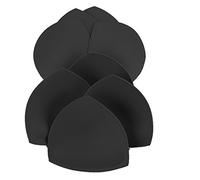 SERMICLE Bra Pad Inserts 4 Pairs, Bra Pads Sewn Padded for Sports Bra A/B or C/D,D/E Cup Beige or Black, White Optional, Dark Black, D/E