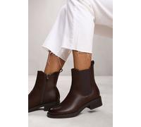 'Serna' Wide Fit Ankle Boot With Elastic Panel And Side Zip Where's That From Brown 4E