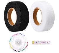 Sernvaloq 2 Pcs Wonder Web, 64 Meters Iron On Hemming Tape with Tape Measure & Pin, Invisible Mending Tapes for Curtains, Splicing Fabrics, Trousers, Clothes