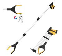 Seronieer 110/43'' Litter Pickers Grabber Stick Heavy-Duty Rubbish Picker Helping Hand Grabber for Disabled Adults Foldable 360 Degree with Magnetic Tips yellow