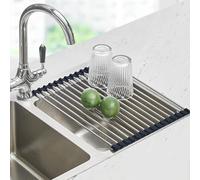Seropy Roll Up Dish Drying Rack Over The Sink, Foldable Stainless Steel Sink Rack for Kitchen Counter