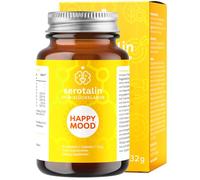 serotalin Happy Mood Serotonin Capsules - St John's Wort + Griffonia & L-Tryptophan | Mood Booster Tablets with Vitamin D, B1,B2, Niacin & Manganese - Without Caffeine | 100% Vegan I 60 Capsules
