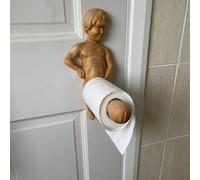 SERPEN Creative Toilet Paper Holder, Funny Spoof Man Body Toilet Roll Holder Wall Mount Restroom Decor, Wooden Male Shape Toilet Paper Holder Storage for Roll Paper