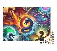 Serpent 1000-Piece Jigsaw Puzzle Dragons Swirling Cosmic Colors- Educational & Challenging Game for Kids 70x50cm/1000pcs