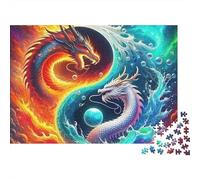 Serpent 1000 Pieces Jigsaw Puzzle Two Dragons Yin-yang Cosmic Art - Brainteasing Challenge for Adults52x38cm/1000pcs