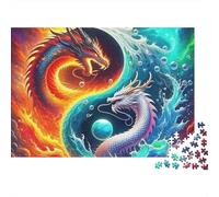 Serpent 1000Pc Jigsaw Puzzle Two Dragons Yin-yang Cosmic Art- Educational & Challenging Game for Adults70x50cm/1000pcs