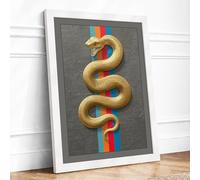 Serpent and Rainbow Framed Wall Art Print A4 White