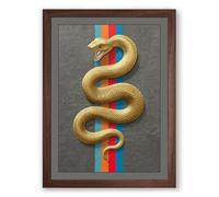 Serpent and Rainbow Modern Framed Wall Art Print A1 (84.1×59.4cm) Walnut, Wall Decor for Living Room, Bedroom, Office & Home, Ready to Hang, Art Gift