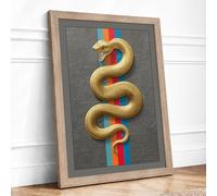 Serpent and Rainbow Modern Framed Wall Art Print A3 (42×29.7cm) Oak, Wall Decor for Living Room, Bedroom, Office & Home, Ready to Hang, Art Gift