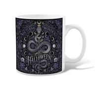 Serpent Ceramic Coffee Mug, Gothic Mystical Flowers Moon Halloween Black Novelty Tea Cup with Handle Ideal for Friendship Family Colleague Teachers Sweetheart Staff 11 Oz