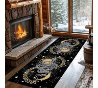 Serpent Decor Runners Carpet, 100x200cm, Bold Snake and Sun Moon Phase Stars Goth Decor Hallway Flat Mat, Short Pile Non Slip Easy-Washing Animals Rug for Home Office Foyer