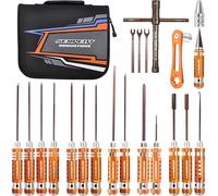 Serpent RC Car Toolset for Offroad (20pcs), RC Tool Kit, Allen Wrench, Flat Head Screwdriver, Ball Driver HEX Wrench, Phillips Screwdriver, NUT Driver, Exhaust Spring/Caster Clip Remover