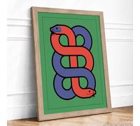 Serpent Rising Geometric Framed Wall Art Print A1 (84.1×59.4cm) Oak, Wall Decor for Living Room, Bedroom, Office & Home, Ready to Hang, Art Gift