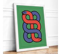 Serpent Rising Geometric Framed Wall Art Print A3 (42×29.7cm) White, Wall Decor for Living Room, Bedroom, Office & Home, Ready to Hang, Art Gift
