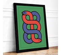 Serpent Rising Geometric Framed Wall Art Print A4 (29.7×21cm) Black, Wall Decor for Living Room, Bedroom, Office & Home, Ready to Hang, Art Gift