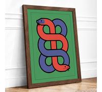 Serpent Rising Geometric Framed Wall Art Print A4 (29.7×21cm) Walnut, Wall Decor for Living Room, Bedroom, Office & Home, Ready to Hang, Art Gift