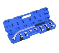 Serpentine Belt Tensioner Wrench Set 13-Piece Curved Long-Handle Tool with Interchangeable Crowfoot Adapters and Storage Case for Tight Engine Bay Service Garage Repair Pulley Removal Storage Case