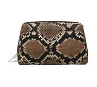 Serpentine Pattern Print Makeup Bag, Cosmetic Bag,Women Pu Leather Cosmetic Bags with Wrist Strap Travel Toiletry Pouch Makeup Bag