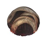 Serpentine Print Shower Cap for Women Men, Reusable Double-Layer Fabric Bathing Cap Girls Hair Caps, 27 CM