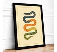 Serpents in Study Vintage Framed Wall Art Print A1 (84.1×59.4cm) Black, Wall Decor for Living Room, Bedroom, Office & Home, Ready to Hang, Art Gift