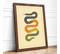 Serpents in Study Vintage Framed Wall Art Print A2 (59.4×42cm) Walnut, Wall Decor for Living Room, Bedroom, Office & Home, Ready to Hang, Art Gift