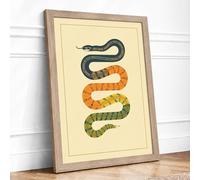 Serpents in Study Vintage Framed Wall Art Print A4 (29.7×21cm) Oak, Wall Decor for Living Room, Bedroom, Office & Home, Ready to Hang, Art Gift
