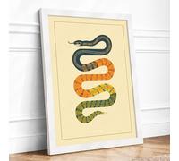 Serpents in Study Vintage Framed Wall Art Print A4 (29.7×21cm) White, Wall Decor for Living Room, Bedroom, Office & Home, Ready to Hang, Art Gift