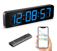 SERPHIX 15.2" Digital Wall Clock Gym Timer with App & Remote Control, Customize LED Colors, Voice Countdown Prompt, Hourly Chimes, CT-105