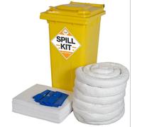 Serpro - 120 Litre Oil And Fuel Only Spill Kit In Wheeled Bin For Garages, Workshops, Engine Rooms, Oils, Diesel, Hydraulic Fluids