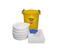 Serpro spill management 100 Litre Oil And Fuel Spill Kit In Durable Plastic Drum Portable Spill Response With Absorbent Pads, Socks, And Disposal Bags
