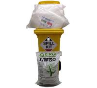 Serpro spill management 120 Litre Oil And Fuel Spill Kit With In Wheeled Bin With Lw30 Granules - For Garage, Workshop, Warehouse And Storage Areas.
