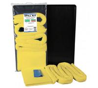 Serpro spill management 40 Litre Universal Spill Kit With Absorbent Socks, Pads, Drip Tray - Emergency Response For Oils, Chemicals, Hazardous Liquids
