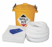 Serpro spill management 65 Litre Oil And Fuel Spill Kit In Plastic Drum Portable Spill Containment Solution With Pads And Socks For Quick Spill Response