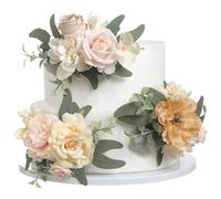 Serra Flora 3Pcs Pre-made Cake Topper Cake Decorating Flowers for Wedding Cake Decorating Flowers Decor Christening Birthday Baptism Baby Shower Party Cake Topper Flower Arrangements.