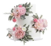 Serra Flora 3Pcs Pre-made Silk Flowers Cake Topper Wedding Artificial Flowers Decor Blusher Pink Flowers Cake Decorations for Girl Sweet Weddings Boho Party Supplies.