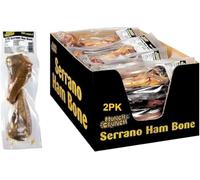 Serrano 2 Pack Ham Bone | Large Serrano | Chew 100% Natural Cured Bones Treat for Dogs | Premium | High in Protein & Fiber |