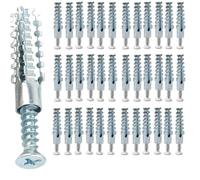 Serrated Carbon Steel Self Tapping Screws and Metal Expansion Tube Anchor Kit, M6 M8 Size Silver Fastener Set for Drywall, Concrete, Pipe(50PCS M6)