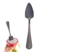 Serrated Eating Utensil - Dinner Spoon Stainless Steel, Heavy Duty Kitchen Spoon, Long Handle with 3-Wire Clip, Versatile Scooping Ladle for Salad Breakfast Dining Food Prep Home Kitchen Use