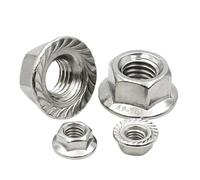 Serrated Flange Hexagon Nuts 304 SS A2-70 DIN6923 Hex Head Spinlock Nut M3-M12 Assorted(M6x20pcs)