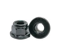Serrated Flange Hexagon Nuts Metric Nylon Insert Lock Nut Multicolor Multiple Sizes(Black Carbon Steel,M6 10pcs)