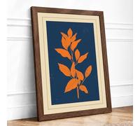 Serrated Orange Botanica Botanical Framed Wall Art Print A1 (84.1×59.4cm) Walnut, Wall Decor for Living Room, Bedroom, Office & Home, Ready to Hang, Art Gift