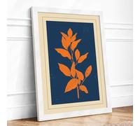 Serrated Orange Botanica Botanical Framed Wall Art Print A2 (59.4×42cm) White, Wall Decor for Living Room, Bedroom, Office & Home, Ready to Hang, Art Gift