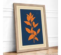 Serrated Orange Botanica Botanical Framed Wall Art Print A3 (42×29.7cm) Oak, Wall Decor for Living Room, Bedroom, Office & Home, Ready to Hang, Art Gift