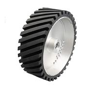 Serrated Rubber Contact Wheel for Sanding and Polishing, 250mm x 100mm, Grooved Design, Dynamically Balanced for Belt Sander and Grinder