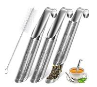 Serrenf 3 Pcs Silver Stainless Steel Tea Infuser Stick Pipe for Loose Tea Leaf, Tea Infusers Pen with Hook