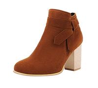 Serria Wide Fit Cowboy Ankle Boots for Women Thick Heel Pointed Toe Ankle Boots Fashion Suede Fall Boots Zipper Comfort Party Dress Booties Shoes Non Slip Booties Shoes for Formal (#A-Brown, 6.50)
