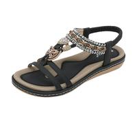 Serria Wide Fit Flat Sandals for Women Summer Sandals Strappy Flower Diamante Low Heel Flat Wedges Soft Floral Comfy Lightweight Holiday Open Toe Cosy Shoescomfortable Dressy Sandals Summer, IlyMPk6j0